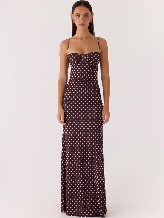 Peppermayo Dresses & Skirts - Vamonos Maxi Dress - Chocolate Blue Dot